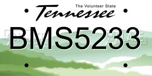 BMS5233 Tennessee License Plate