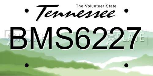 BMS6227 Tennessee License Plate