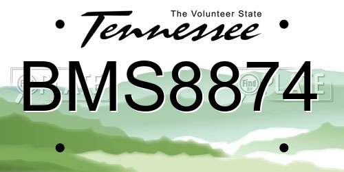 BMS8874 Tennessee License Plate