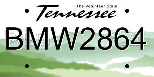 BMW2864 Tennessee License Plate