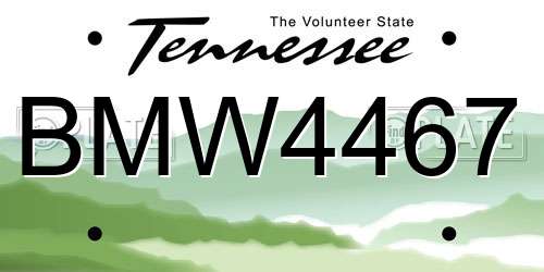 BMW4467 Tennessee License Plate