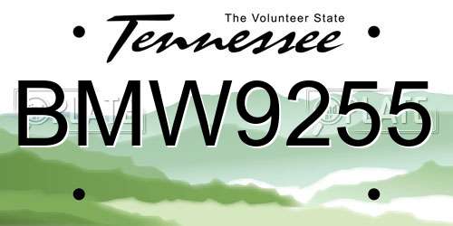 BMW9255 Tennessee License Plate