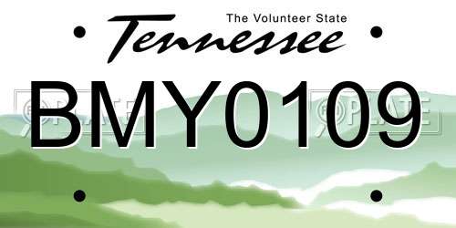 BMY0109 Tennessee License Plate