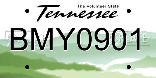BMY0901 Tennessee License Plate