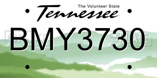 BMY3730 Tennessee License Plate