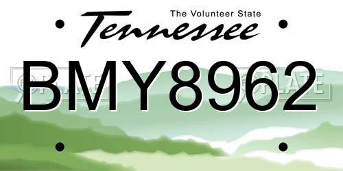 BMY8962 Tennessee License Plate
