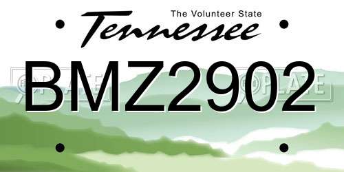 BMZ2902 Tennessee License Plate