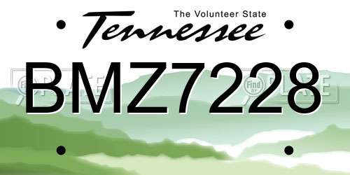 BMZ7228 Tennessee License Plate