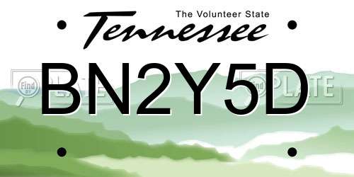 BN2Y5D Tennessee License Plate