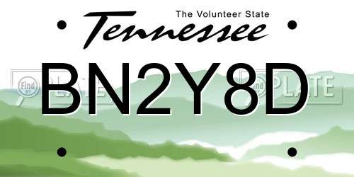 BN2Y8D Tennessee License Plate