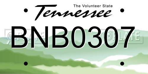 BNB0307 Tennessee License Plate