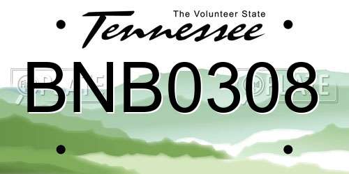 BNB0308 Tennessee License Plate