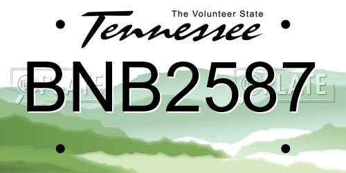BNB2587 Tennessee License Plate