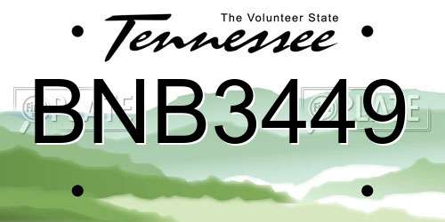 BNB3449 Tennessee License Plate
