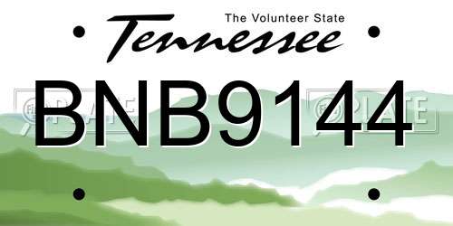 BNB9144 Tennessee License Plate