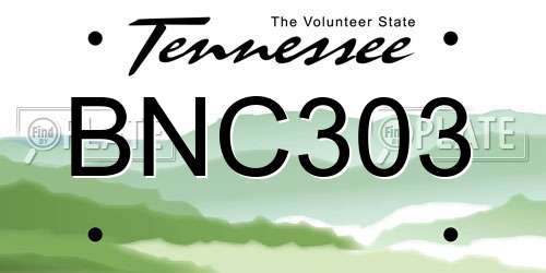 BNC303 Tennessee License Plate