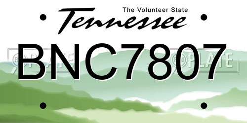 BNC7807 Tennessee License Plate