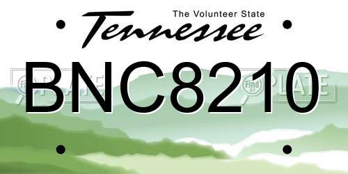 BNC8210 Tennessee License Plate