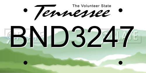BND3247 Tennessee License Plate