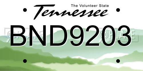 BND9203 Tennessee License Plate