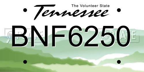 BNF6250 Tennessee License Plate