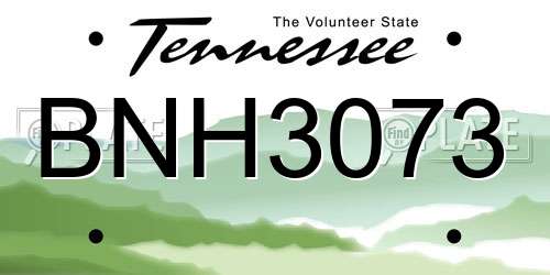 BNH3073 Tennessee License Plate