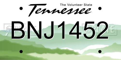 BNJ1452 Tennessee License Plate