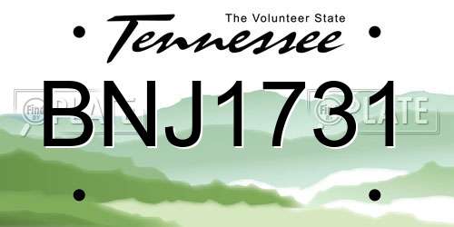 BNJ1731 Tennessee License Plate