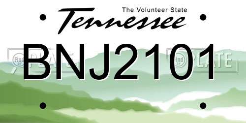 BNJ2101 Tennessee License Plate