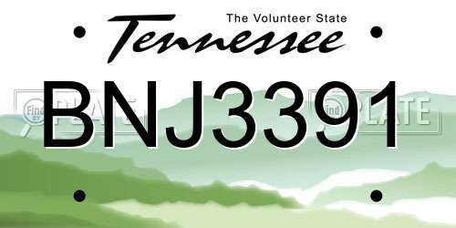 BNJ3391 Tennessee License Plate