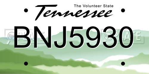 BNJ5930 Tennessee License Plate