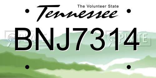 BNJ7314 Tennessee License Plate