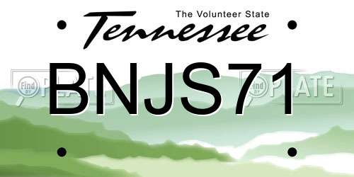 BNJS71 Tennessee License Plate