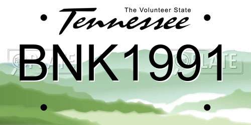 BNK1991 Tennessee License Plate