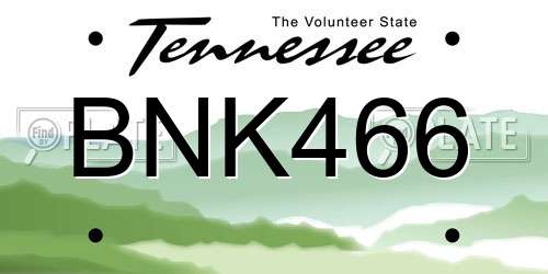 BNK466 Tennessee License Plate