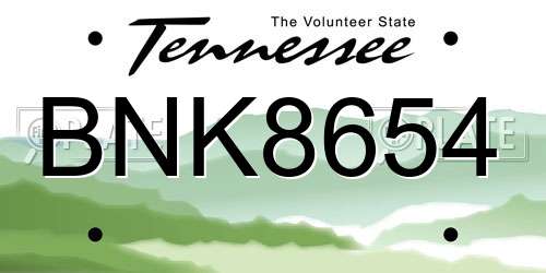 BNK8654 Tennessee License Plate