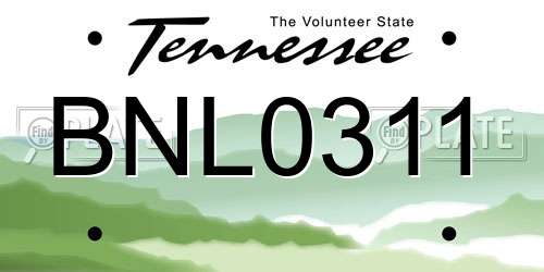 BNL0311 Tennessee License Plate