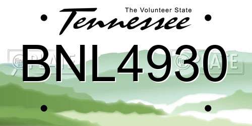 BNL4930 Tennessee License Plate