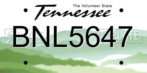 BNL5647 Tennessee License Plate