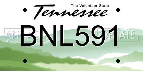 BNL591 Tennessee License Plate