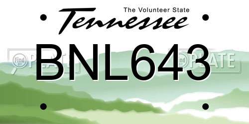 BNL643 Tennessee License Plate