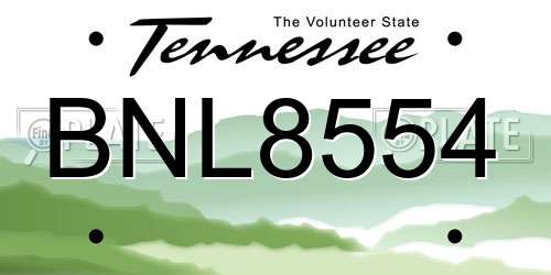 BNL8554 Tennessee License Plate