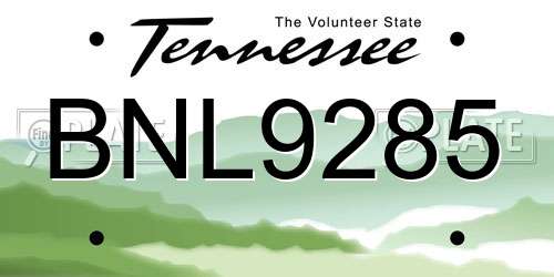 BNL9285 Tennessee License Plate