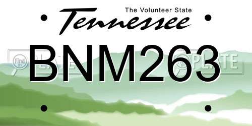 BNM263 Tennessee License Plate