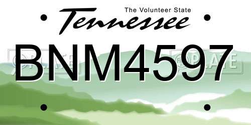 BNM4597 Tennessee License Plate