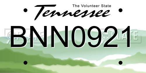 BNN0921 Tennessee License Plate