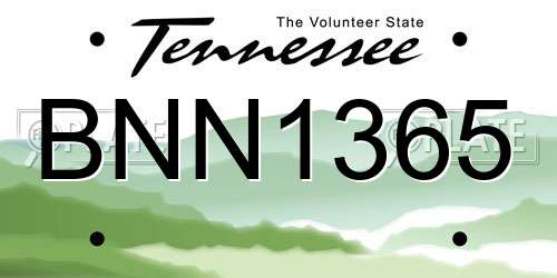 BNN1365 Tennessee License Plate
