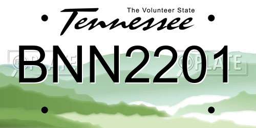 BNN2201 Tennessee License Plate