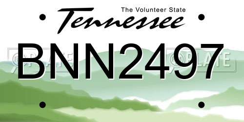 BNN2497 Tennessee License Plate