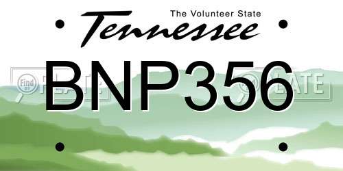 BNP356 Tennessee License Plate